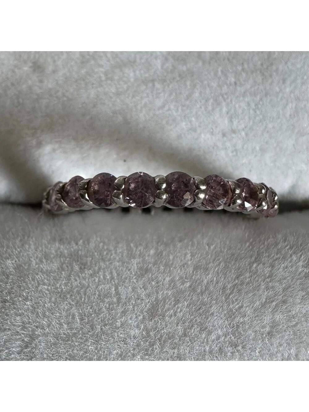 925 Sterling Silver Pink CZ Full Eternity Band Ring Size 7 2g